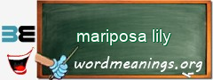 WordMeaning blackboard for mariposa lily